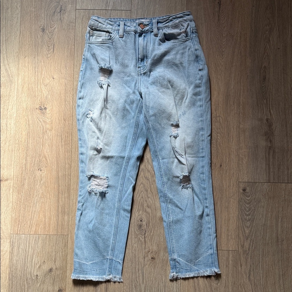 KANCAN Mom Jeans High Rise Distressed Relaxed Straight Size 26